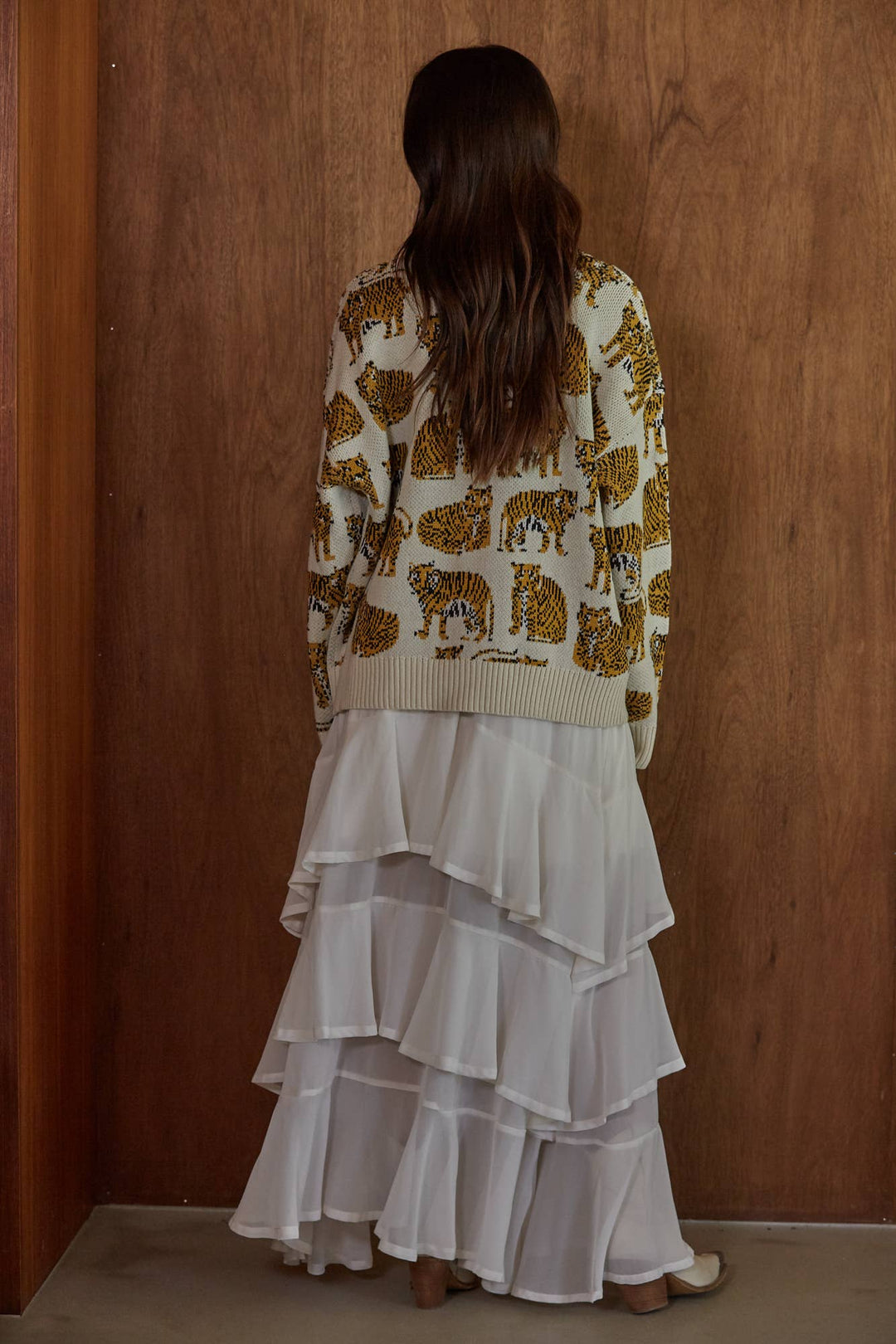 W2807 | Knit Sweater Cotton Acrylic Animal Print Pullover