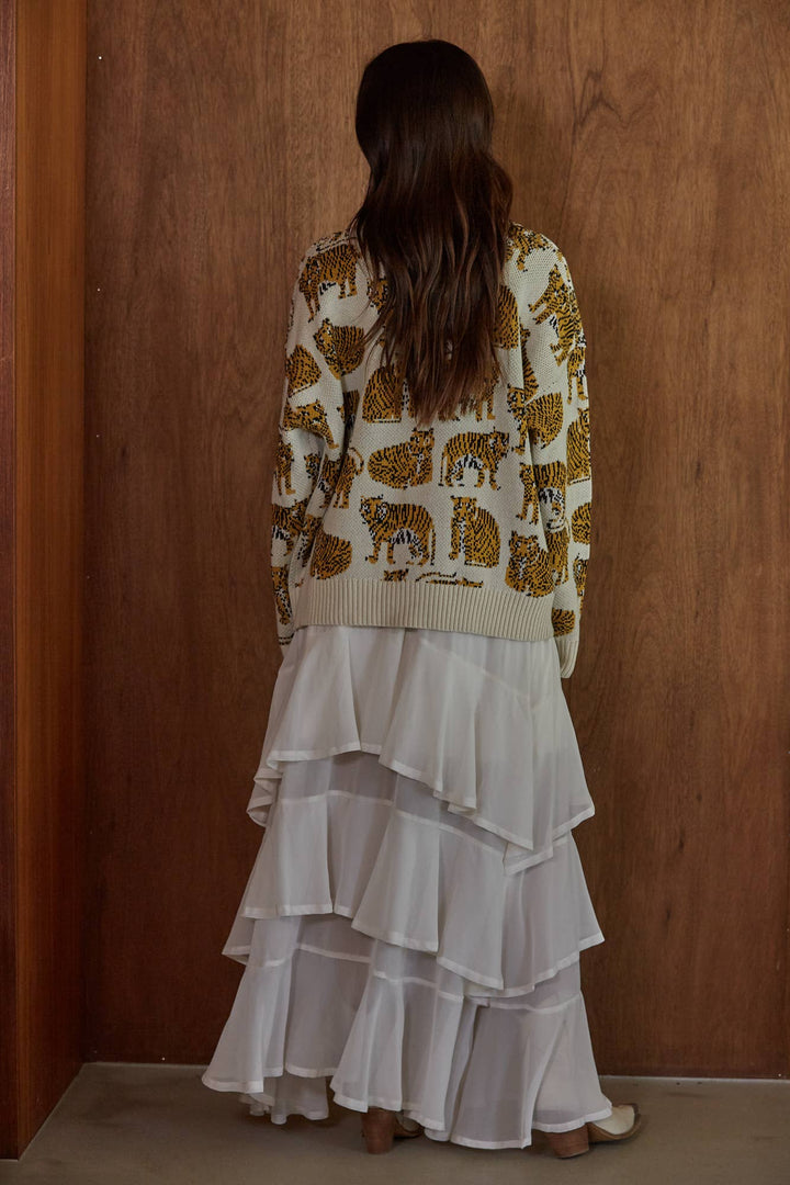 W2807 | Knit Sweater Cotton Acrylic Animal Print Pullover