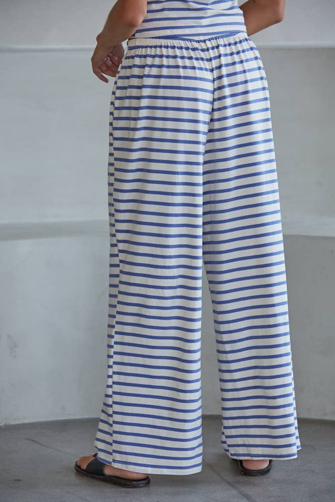 L9525B | Knit Cotton Spandex Striped Pants