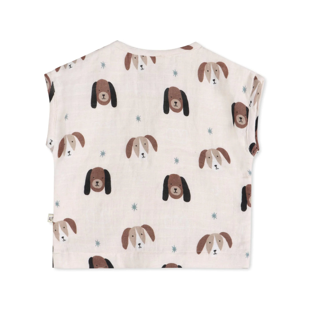 Baby t-shirt with cute dog faces and stars print, soft cotton design for toddlers