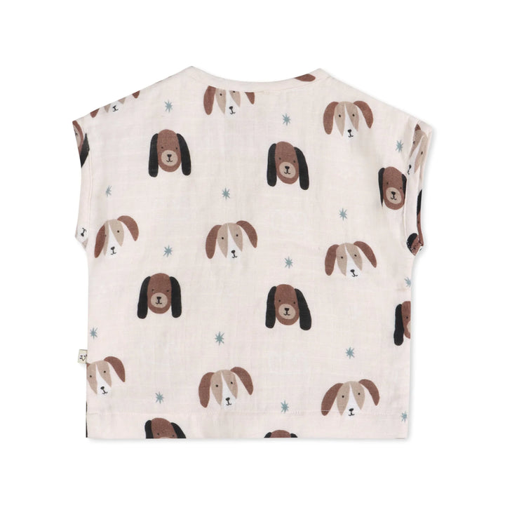 Baby t-shirt with cute dog faces and stars print, soft cotton design for toddlers
