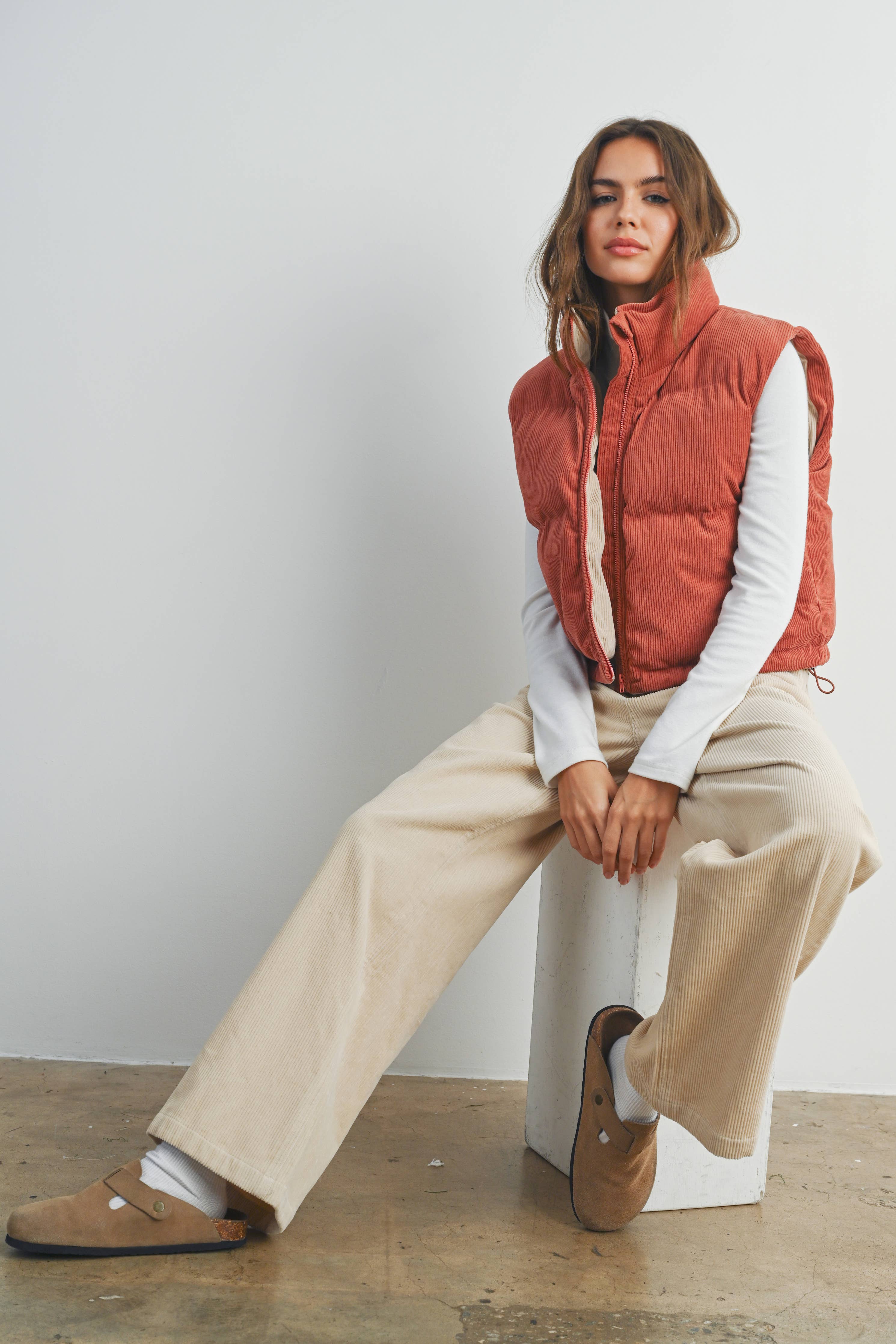 FALL ADOREME CORDUROY PUFFER VEST - BMJ7242