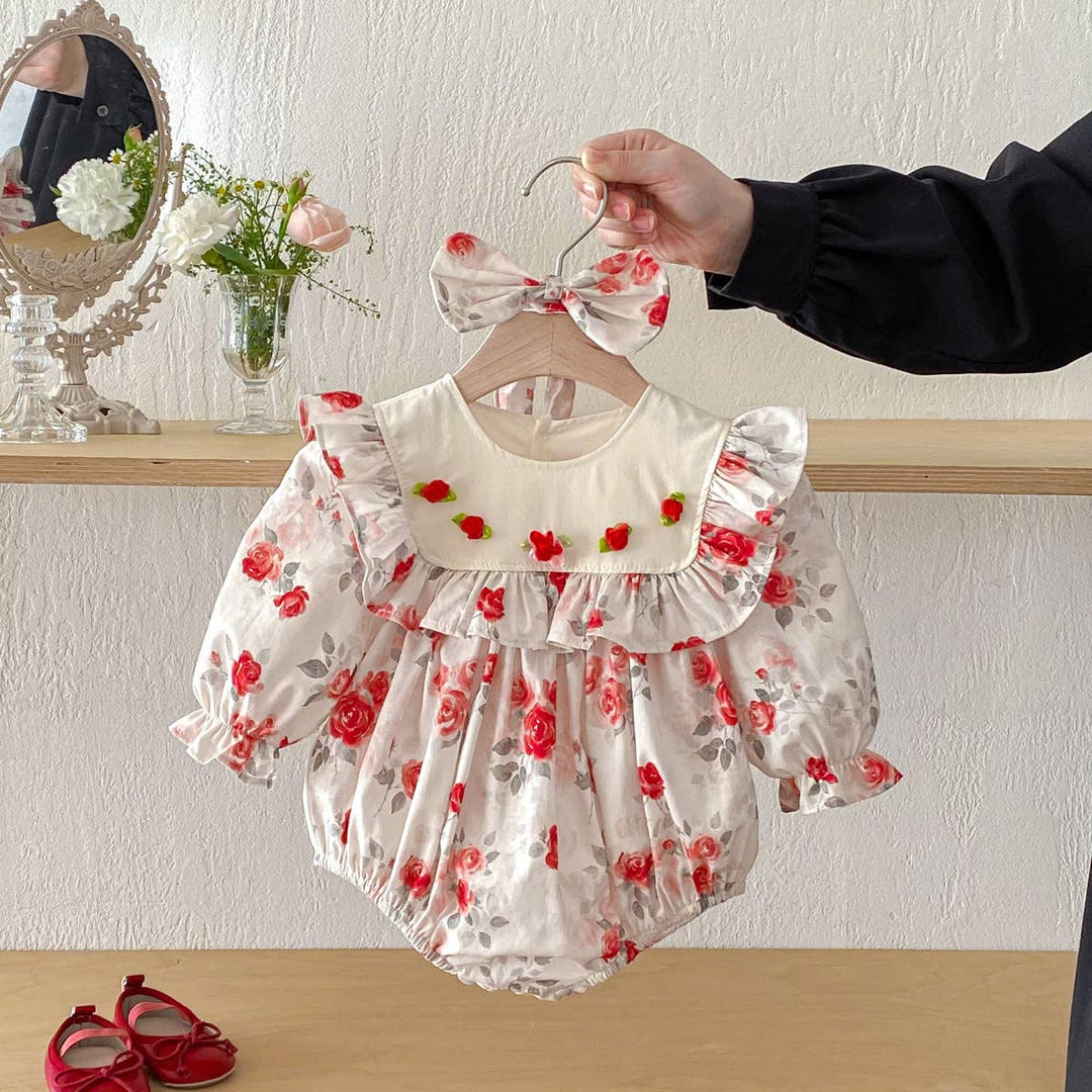 Floral Lace Baby Romper &amp; Dress Outfit