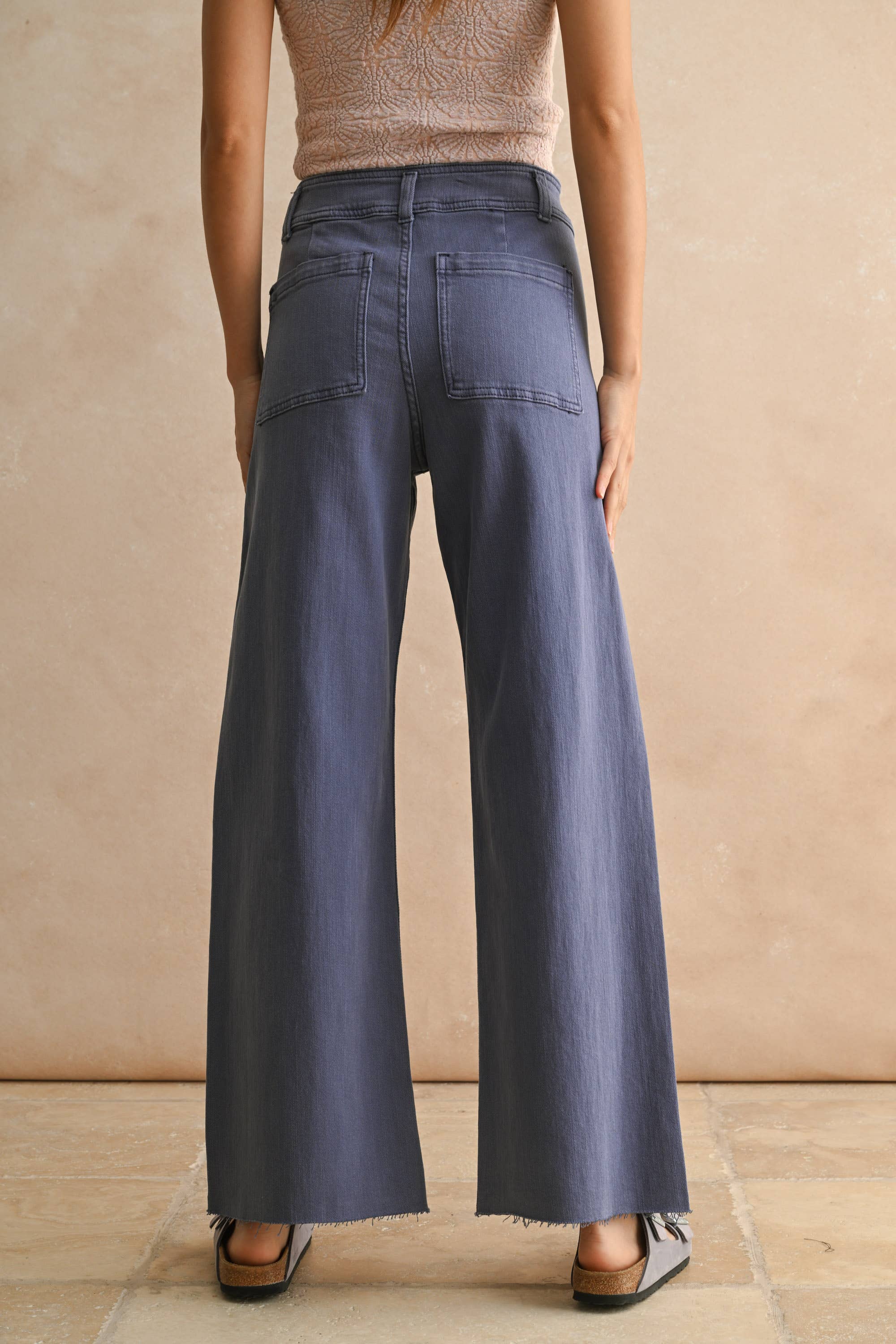 MMP623   STRAIGHT WIDE LEG DENIM PANTS