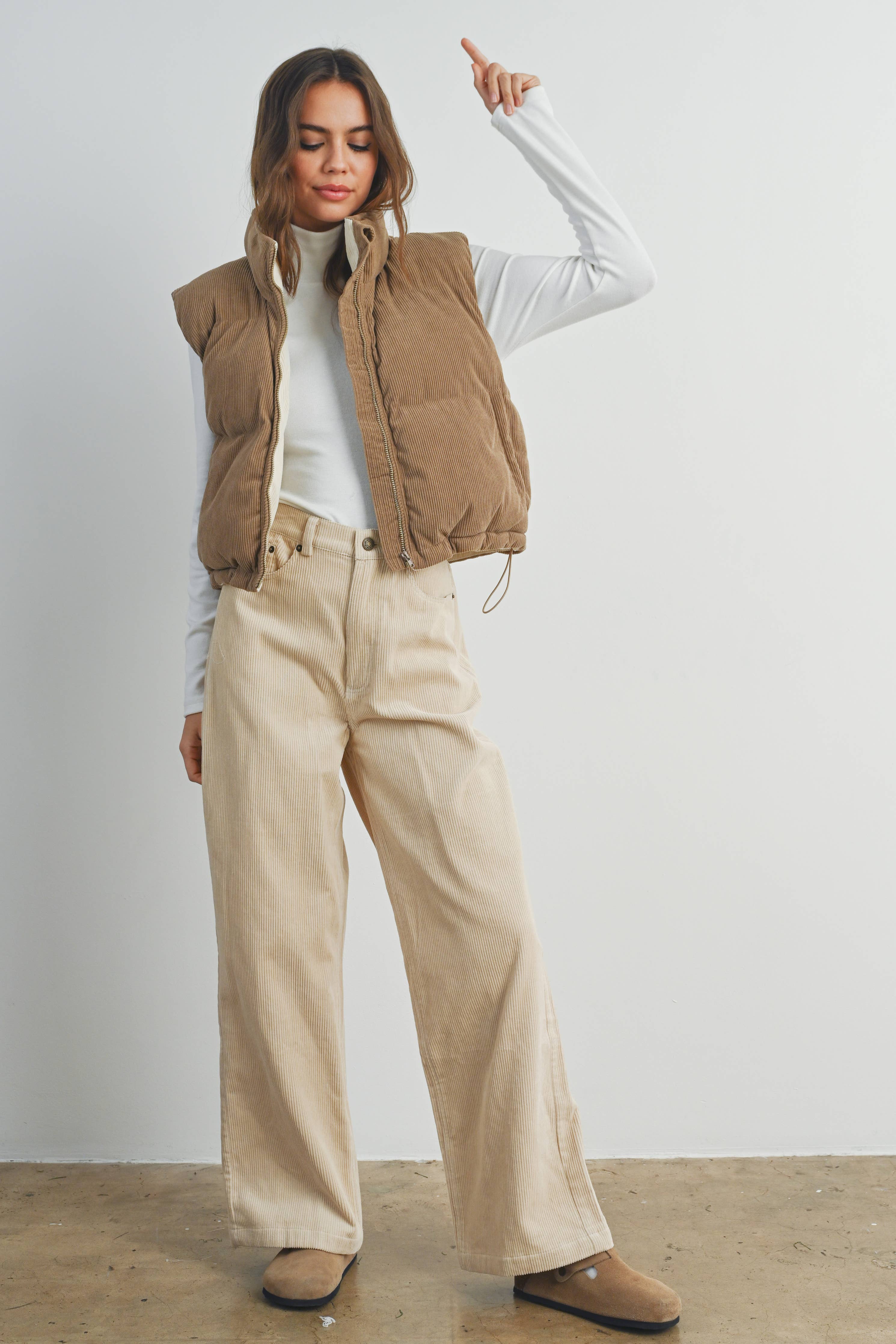 FALL ADOREME CORDUROY PUFFER VEST - BMJ7242