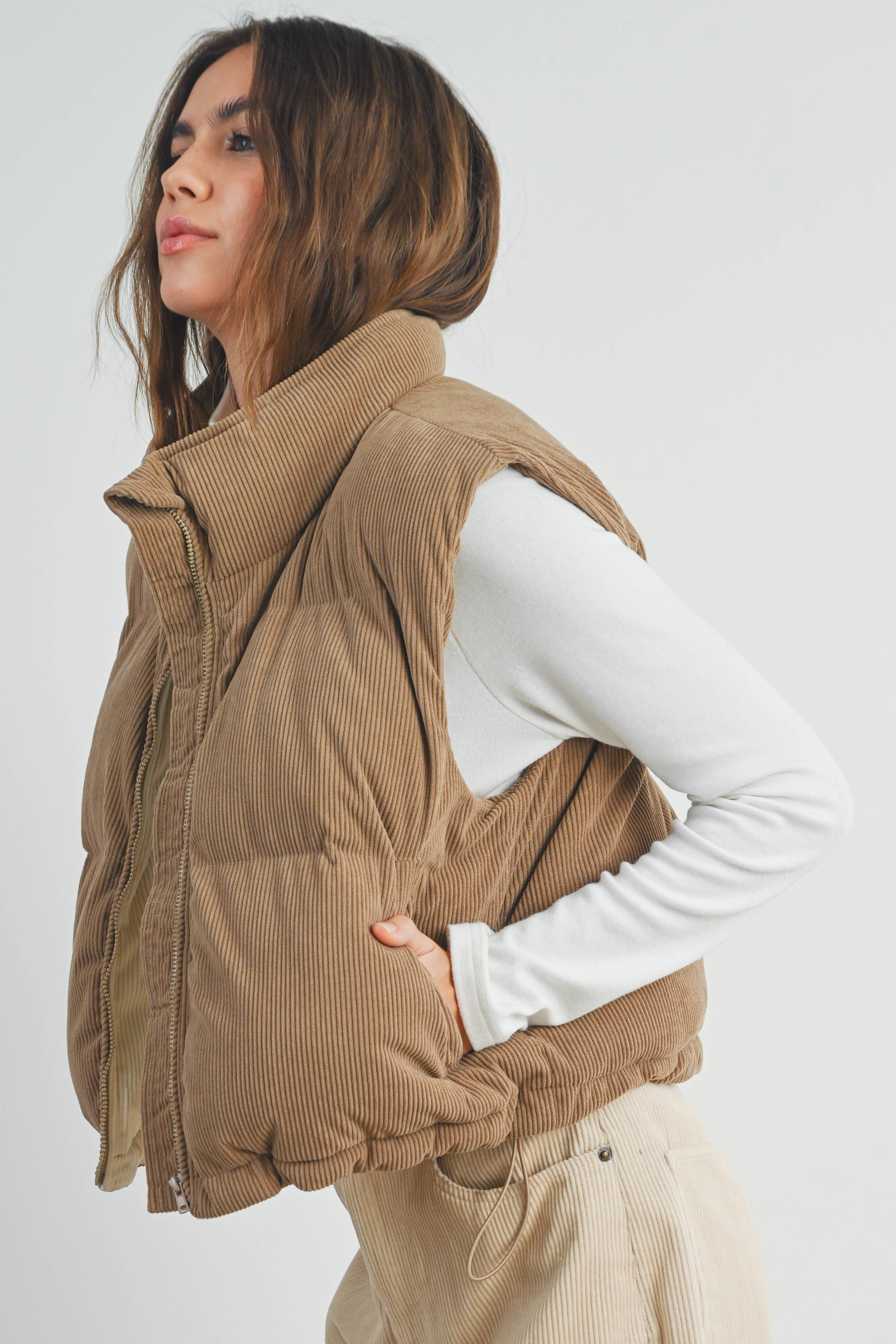 FALL ADOREME CORDUROY PUFFER VEST - BMJ7242