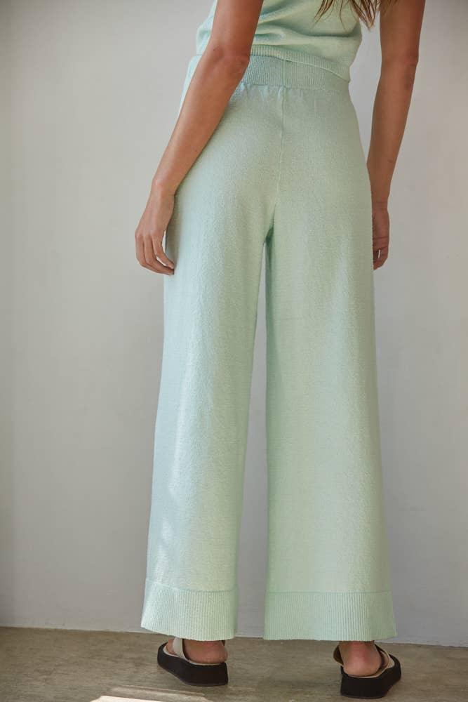 W1634 | Knit Sweater Cotton Nylon Polyester Wide Leg Pants