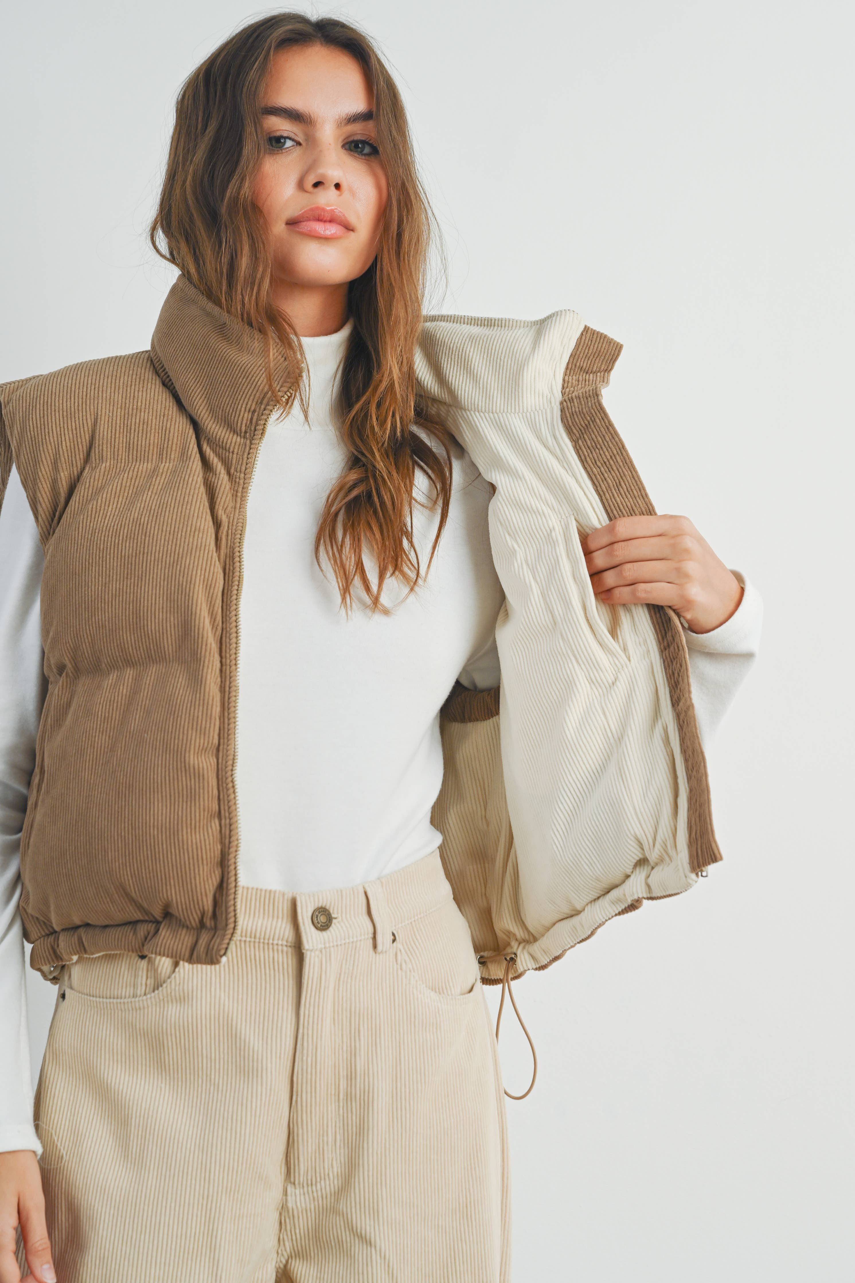 FALL ADOREME CORDUROY PUFFER VEST - BMJ7242