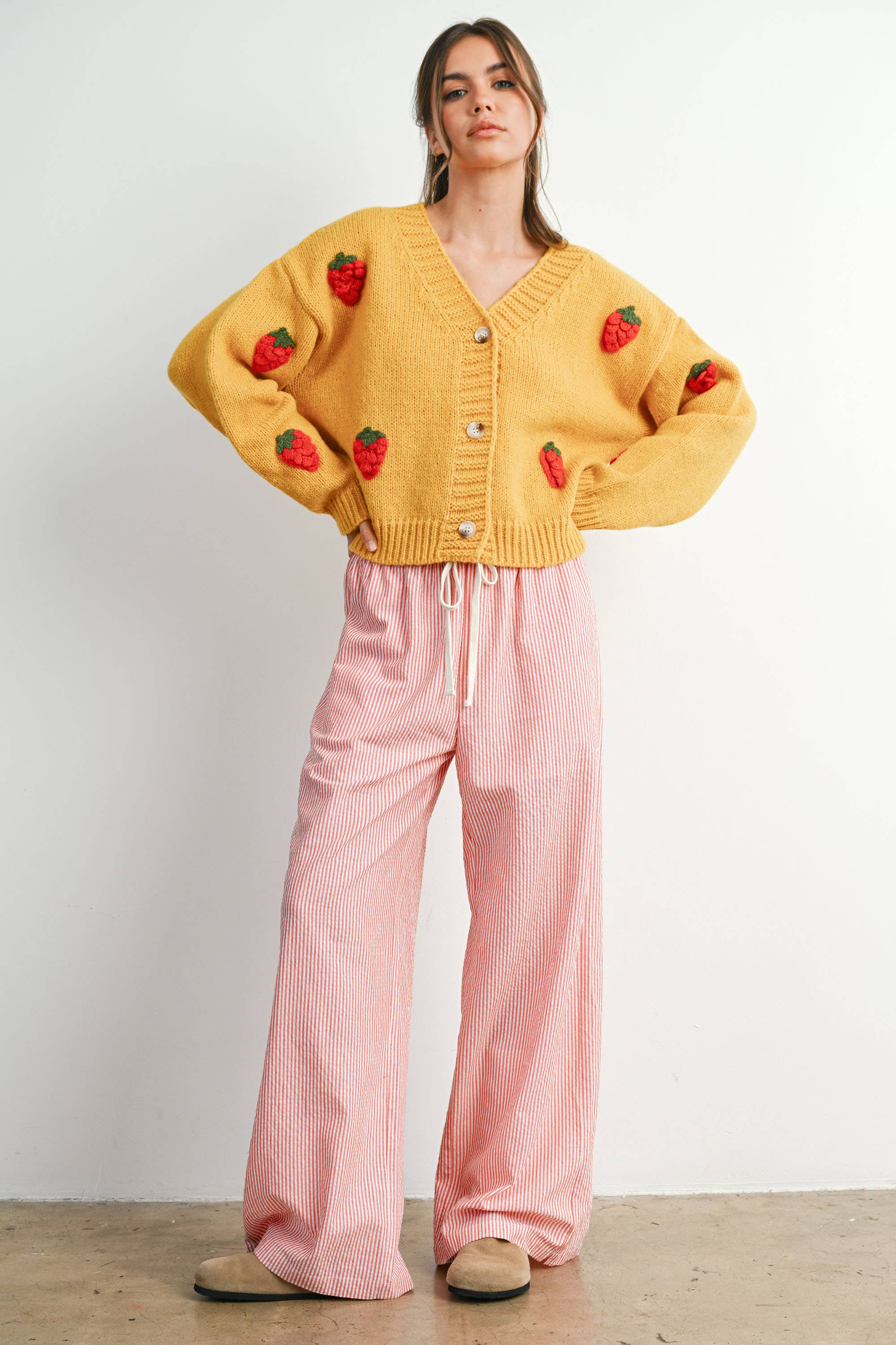 Strawberry Embroidered Cropped Cardigan - BMC7609
