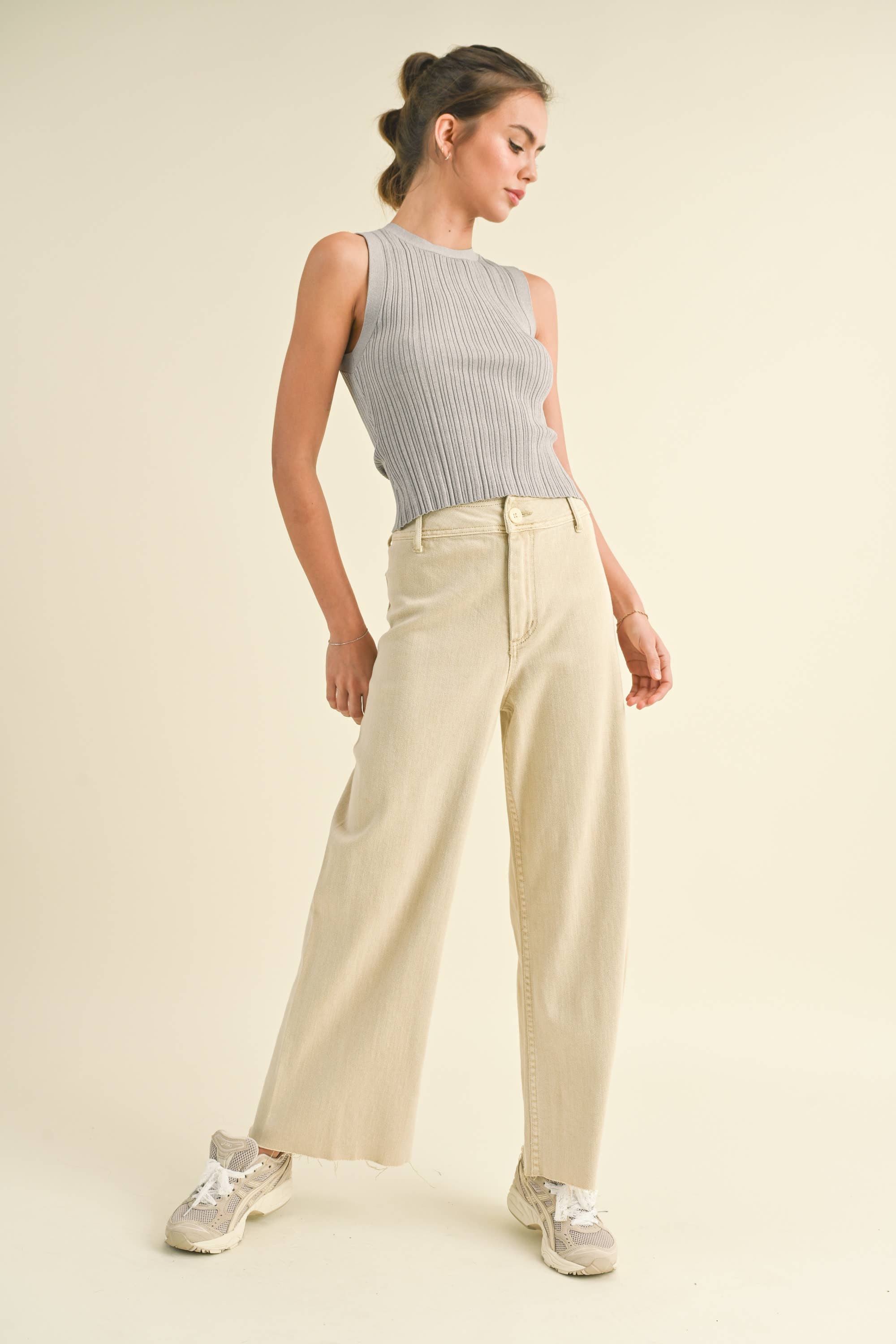 MMP623   STRAIGHT WIDE LEG DENIM PANTS