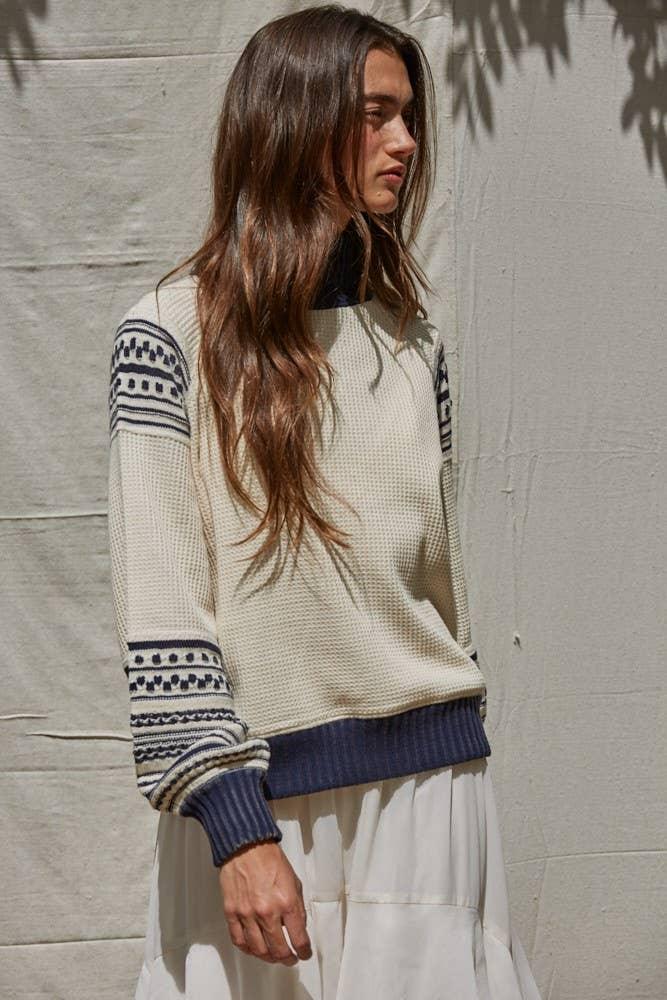 By Together W2266 | Knit Sweater Cotton Acrylic Turtleneck Pullover