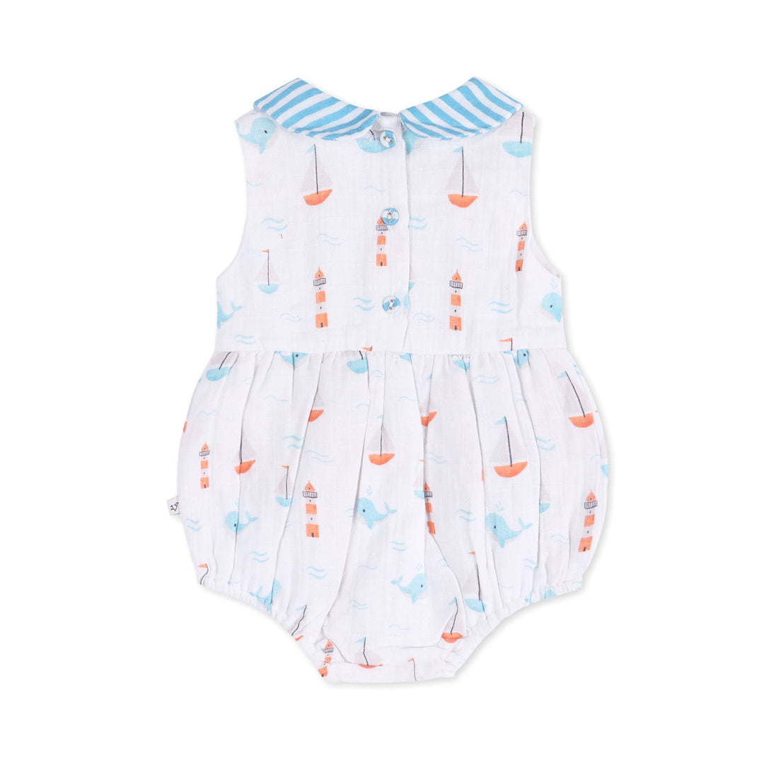 Sailboat Whales Baby Bubble Romper + Headband (Organic)