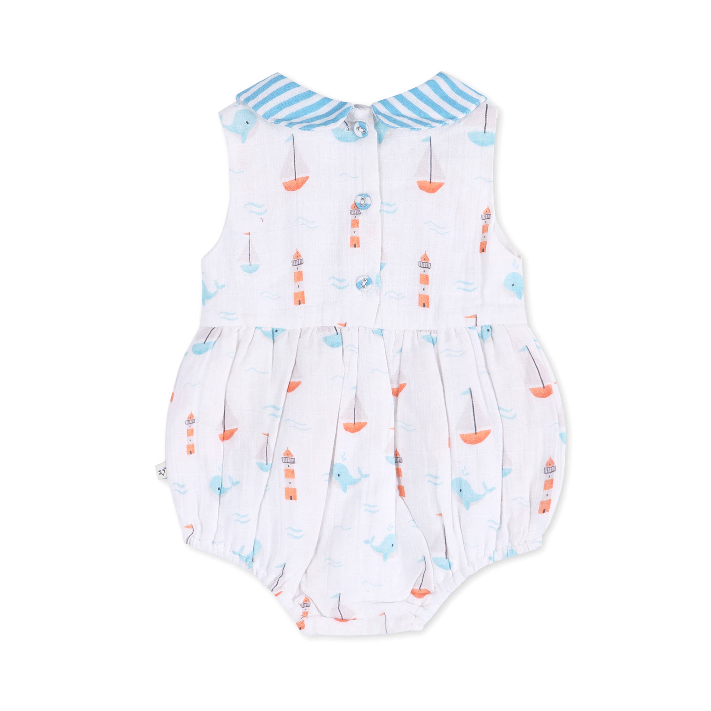 Sailboat Whales Baby Bubble Romper + Headband (Organic)