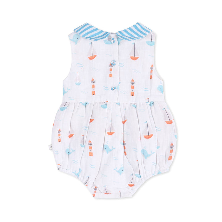 Sailboat Whales Baby Bubble Romper + Headband (Organic)