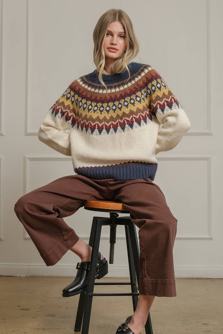 Fair Isle Pattern Knit Sweater - RSW1124
