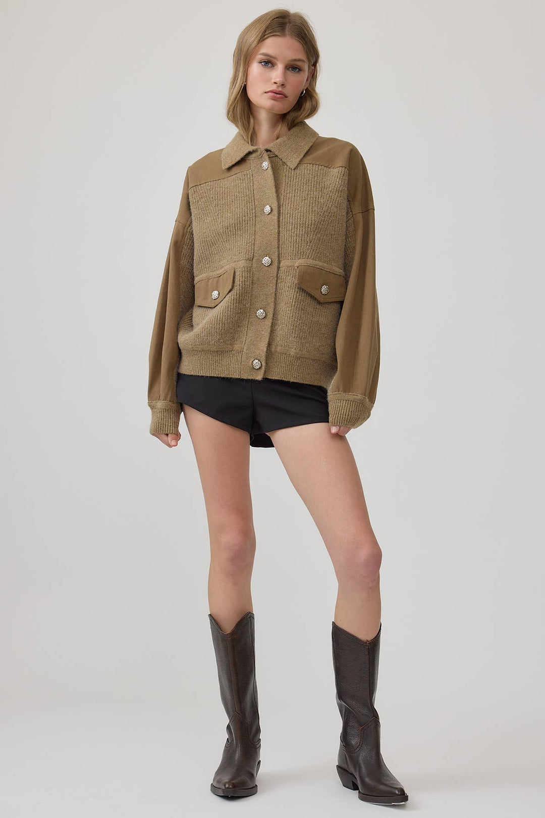 Denim Knit Combi Jacket - RJ1014