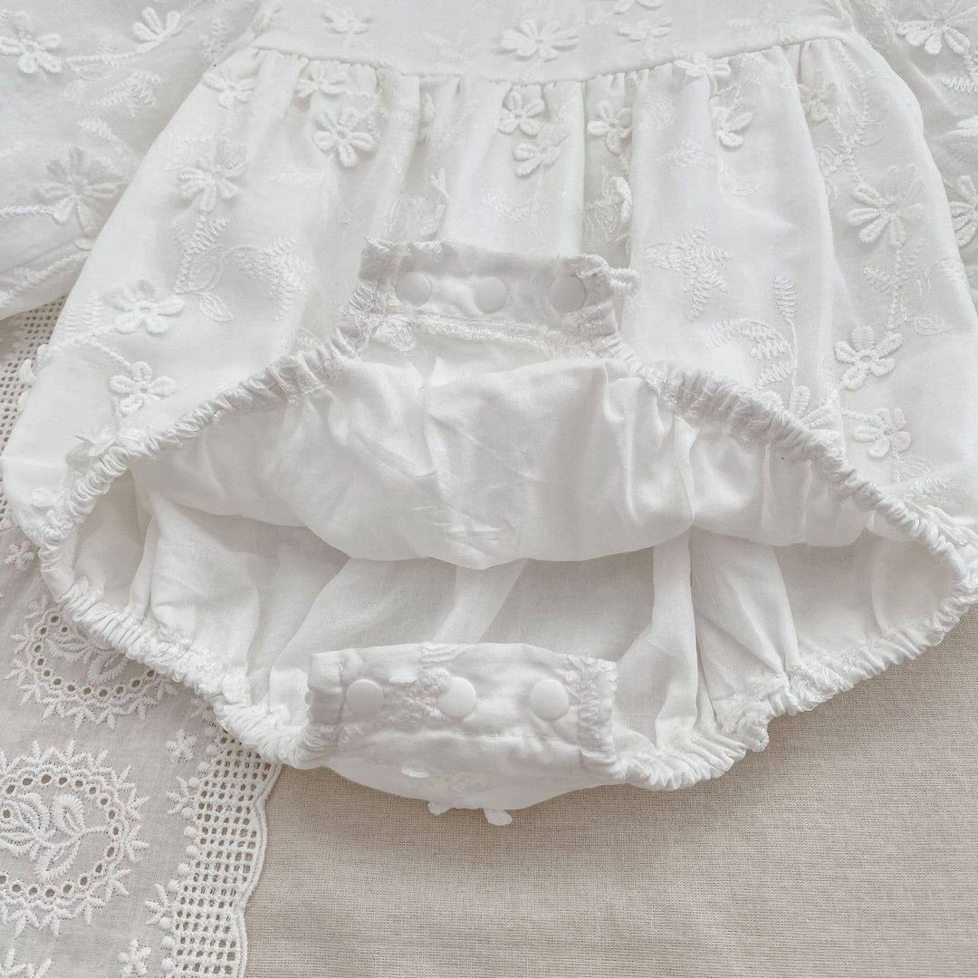 White Embroidered Baby Dress &amp; Romper