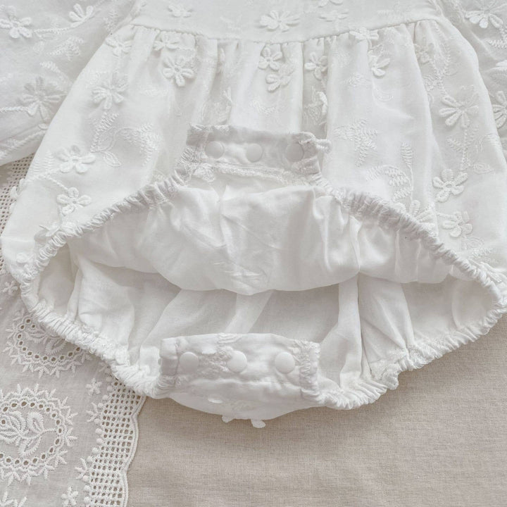 White Embroidered Baby Dress &amp; Romper