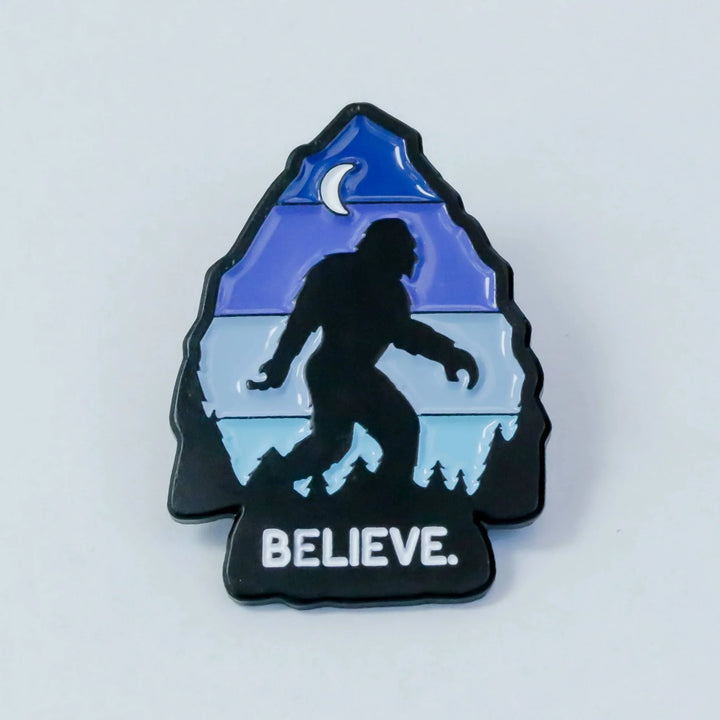 Bigfoot silhouette pin with &