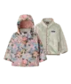 Floral rain jacket and cozy fleece for kids' outdoor adventures near Seabrook, WA