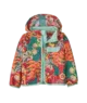Colorful floral hooded jacket for outdoor adventures, perfect for PNW coastal style and beach days