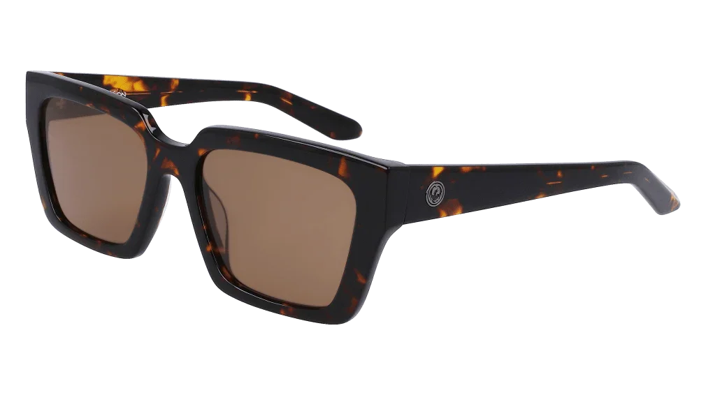 Tortoise shell square sunglasses with brown lenses, stylish unisex eyewear for outdoor adventures