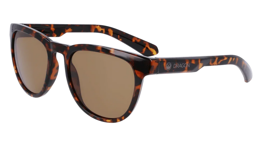 Tortoiseshell Dragon sunglasses with brown lenses, stylish outdoor eyewear for adventure
