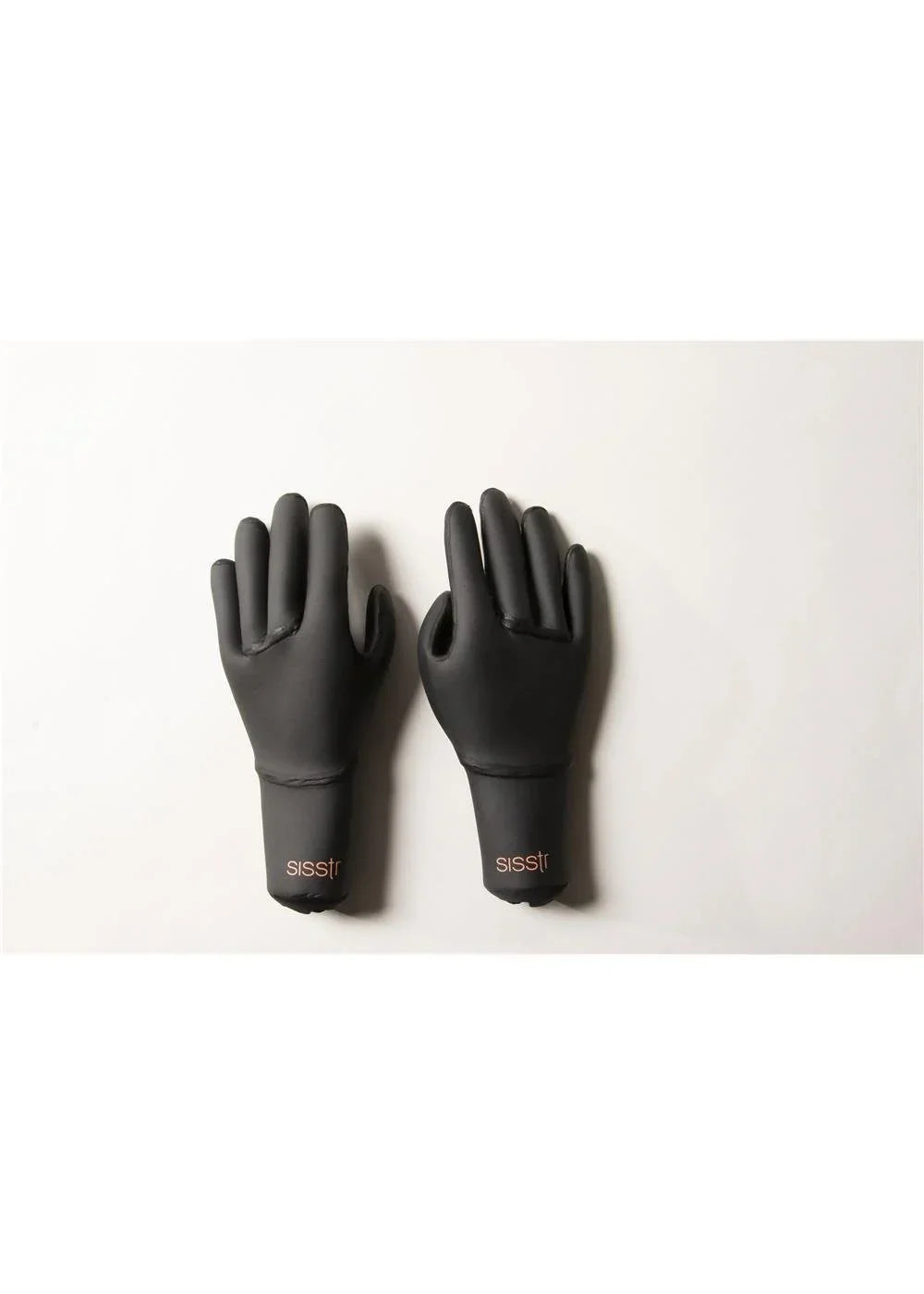 Black wetsuit gloves with SISSTR logo, ideal for coastal adventures and water sports