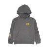 Gray kids hoodie with yellow logo, perfect for PNW outdoor adventures and coastal style