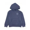 Navy blue kids hoodie with small chest logo, perfect for PNW outdoor adventures and coastal style.