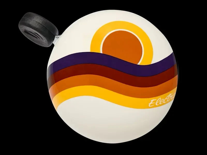 Stylish bike bell with retro sunset waves design, perfect for coastal rides and PNW adventures.