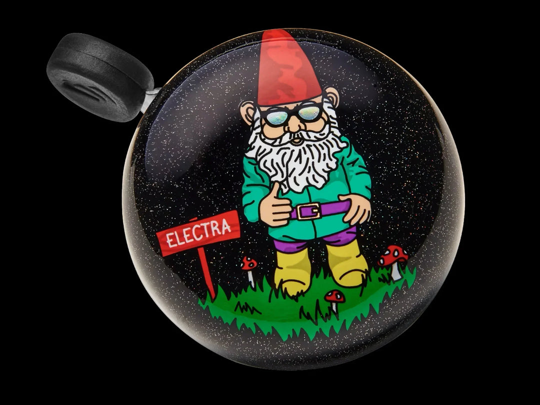 Trek Dome Ringer Bell featuring a cartoon gnome with a red hat and &