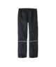 Black waterproof rain pants with reflective stripes for outdoor adventures and coastal weather