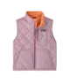 Pink quilted vest with orange lining, ideal for coastal PNW adventures and outdoor lifestyle