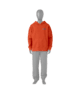 Orange hooded sweatshirt and gray joggers for coastal outdoor adventures