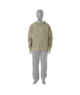 Beige hooded sweatshirt and light gray joggers for coastal outdoor adventures