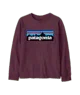 Maroon long-sleeve Patagonia shirt with iconic mountain logo, perfect for PNW outdoor adventures and coastal style.