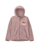 Soft pink hooded fleece jacket with front pocket, perfect for coastal PNW adventures and everyday outdoor wear.