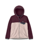 Maroon and cream hooded fleece jacket for outdoor adventures and coastal style