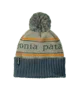 Cozy striped beanie with pom-pom, perfect for PNW outdoor adventures and coastal style