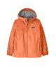 Orange hooded rain jacket with reflective stripes, perfect for PNW adventures and coastal weather
