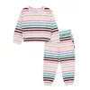 Striped kids pajama set with long sleeves and pants, soft cotton for cozy sleep