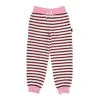 Pink and black striped kids joggers with elastic cuffs, perfect for coastal PNW adventures