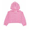 Pink and white striped cropped hoodie for coastal outdoor adventures