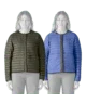 Women's lightweight puffer jackets in olive and blue for coastal outdoor adventures