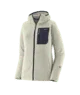 Cream hooded fleece jacket with navy chest pocket, ideal for PNW outdoor adventures and coastal style.