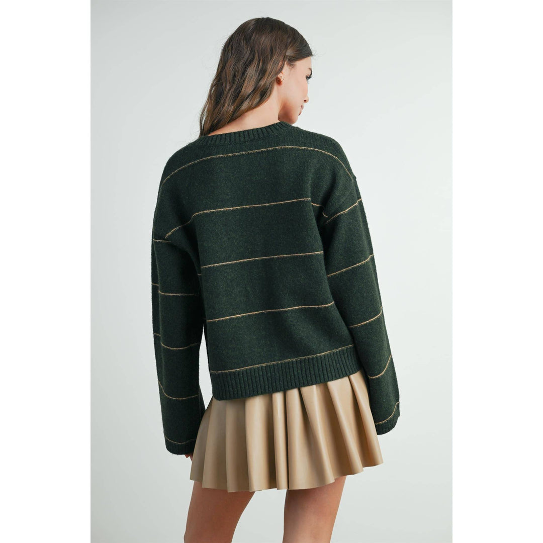 Button Front Striped Cardigan - BMC7580