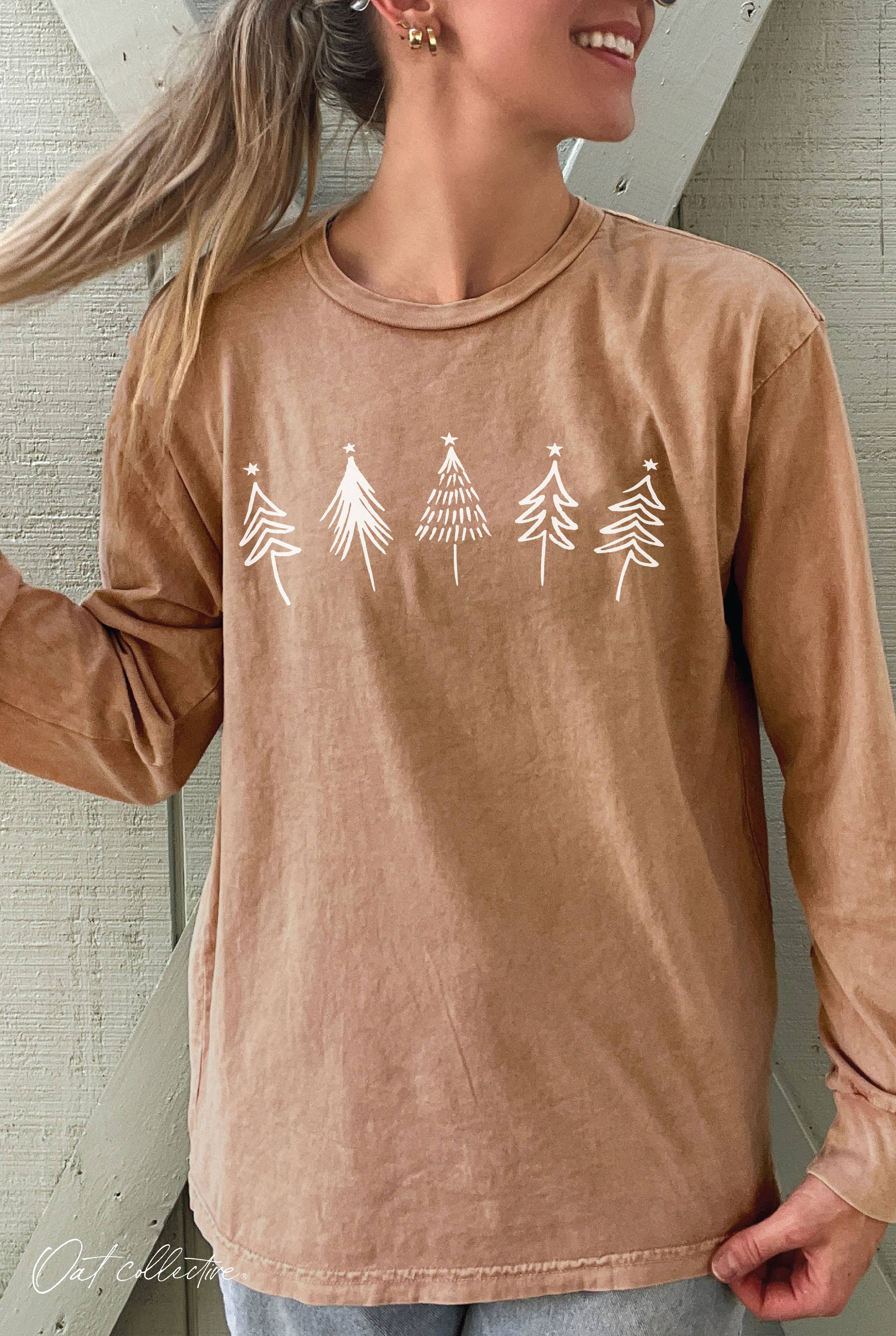 CHRISTMAS TREE ROW Mineral Washed Long Sleeve Graphic