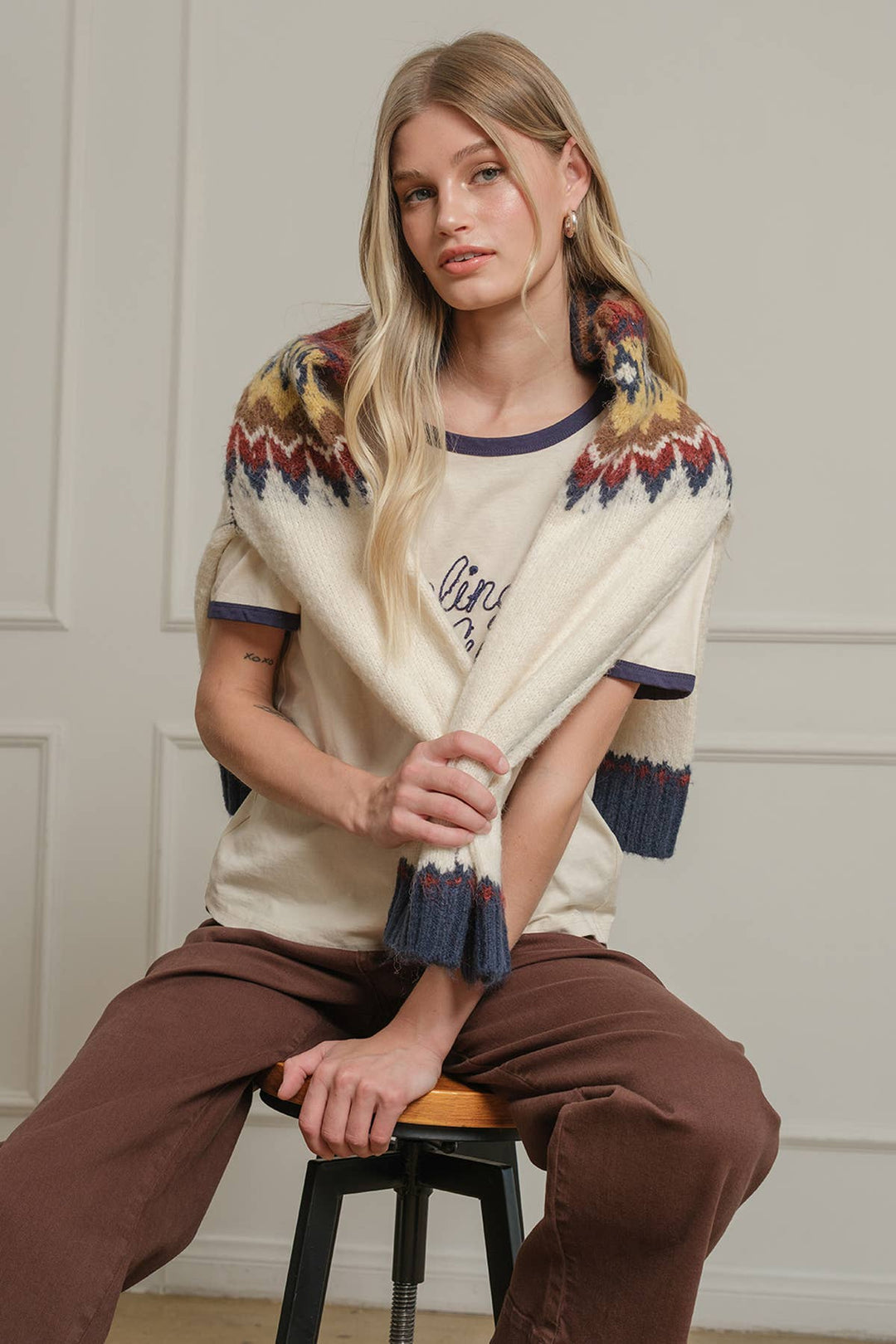 Fair Isle Pattern Knit Sweater - RSW1124