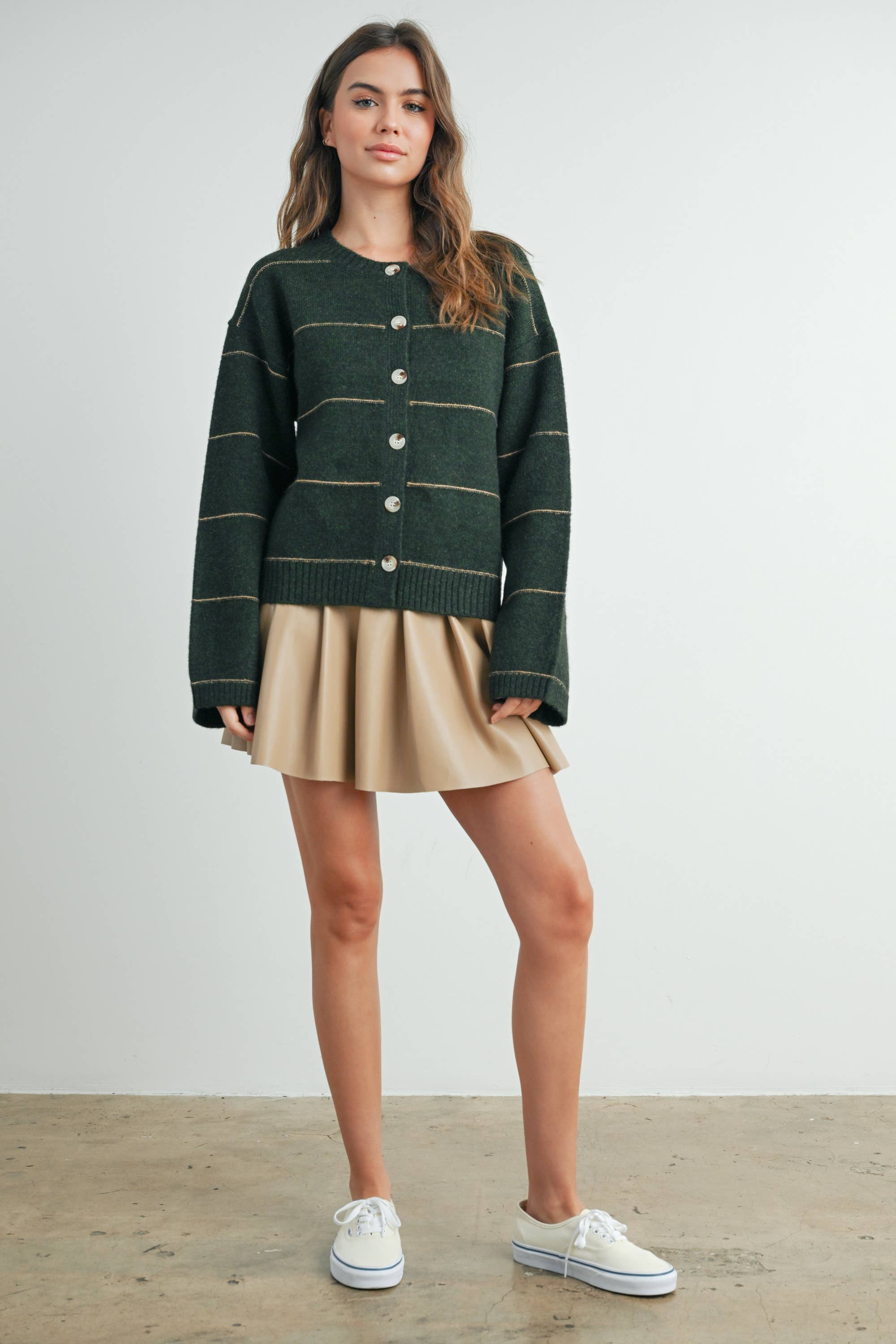 ButterMelon Button Front Striped Cardigan - BMC7580